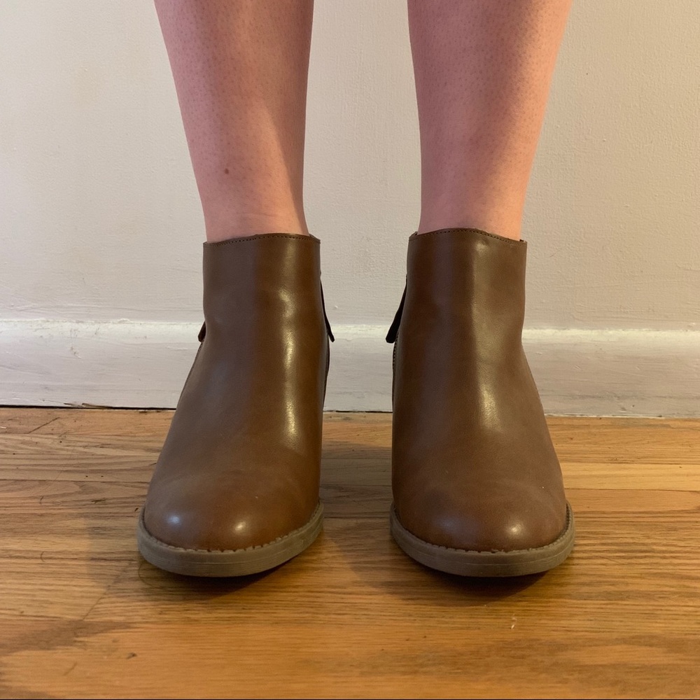 Brown faux leather booties